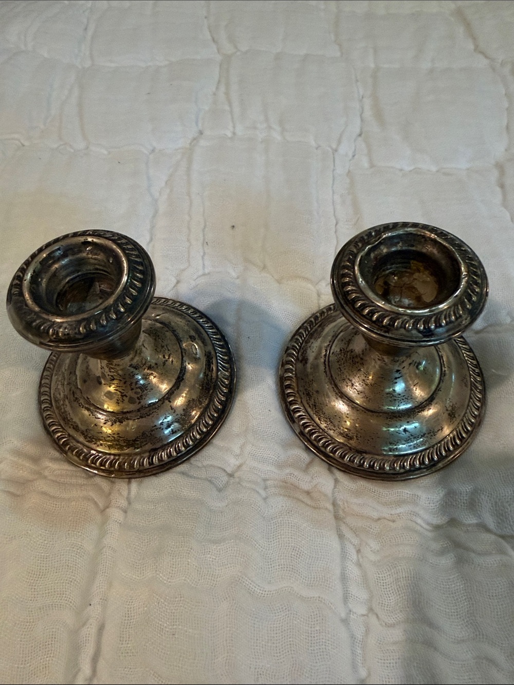 Classic Silver Weighted Pair of Decorative Candle Holders